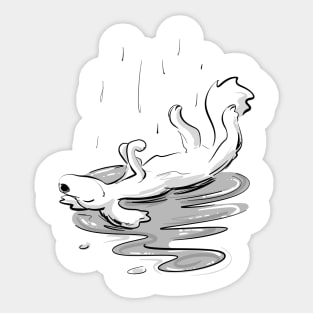 Puppy in rain Sticker